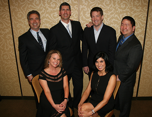 Pictured left to right top row: Denton Watumull, M.D., FACS, Bruce Byrne, M.D., Joshua Lemmon, M.D., and Robert Kwon, M.D. Bottom row: Lisa Bauer, R.M.A. and Laura Harris, L.E.